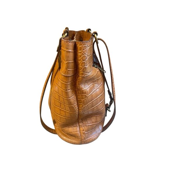 Patricia Nash Albi Brown Leather Croc-Embossed Convertible Tote/Backpack Bag - Picture 4 of 12